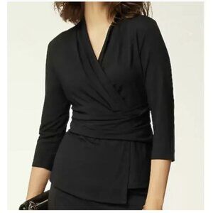J. Jill  Black Wearever Draped-Waist Top Petite Small